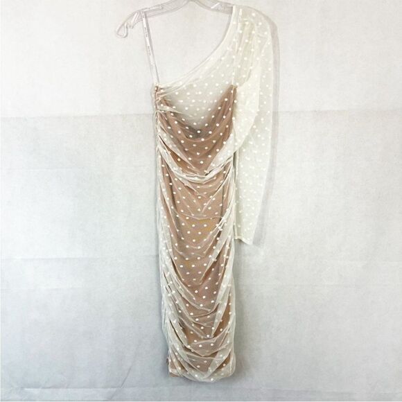 White Fox Boutique mesh one shoulder midi dress - Picture 2 of 3